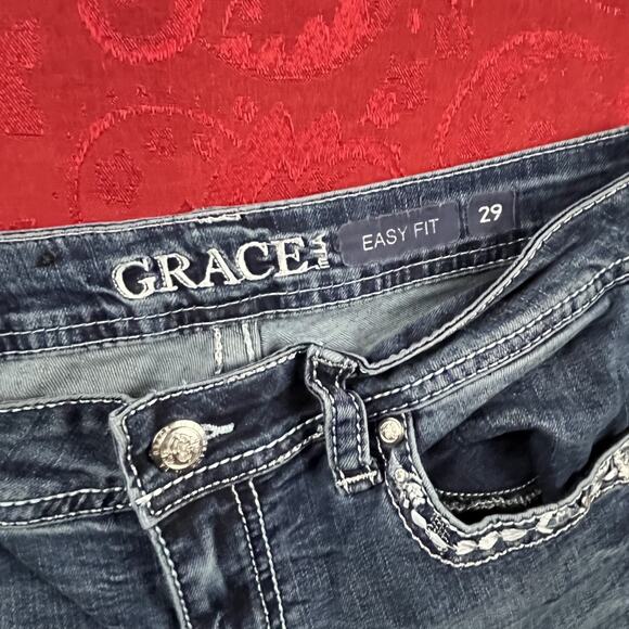 Grace in LA Jeans Womens 30x32 Embroidered Aztec Diamond Rhinstone Bootcut Jeans - Picture 10 of 15